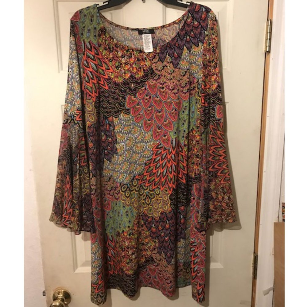 MSK Women 1x Tunic Top/Dress Multi-Colored